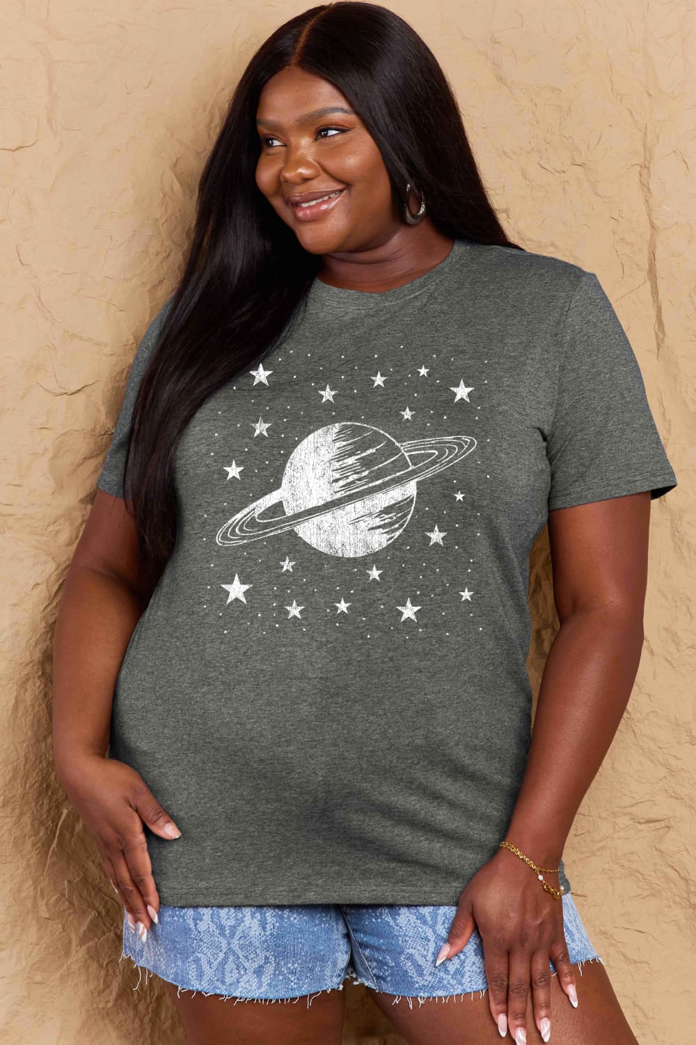 Full Size Planet Graphic Cotton T-Shirt - Gray / S - T-Shirts - Shirts & Tops - 1 - 2024