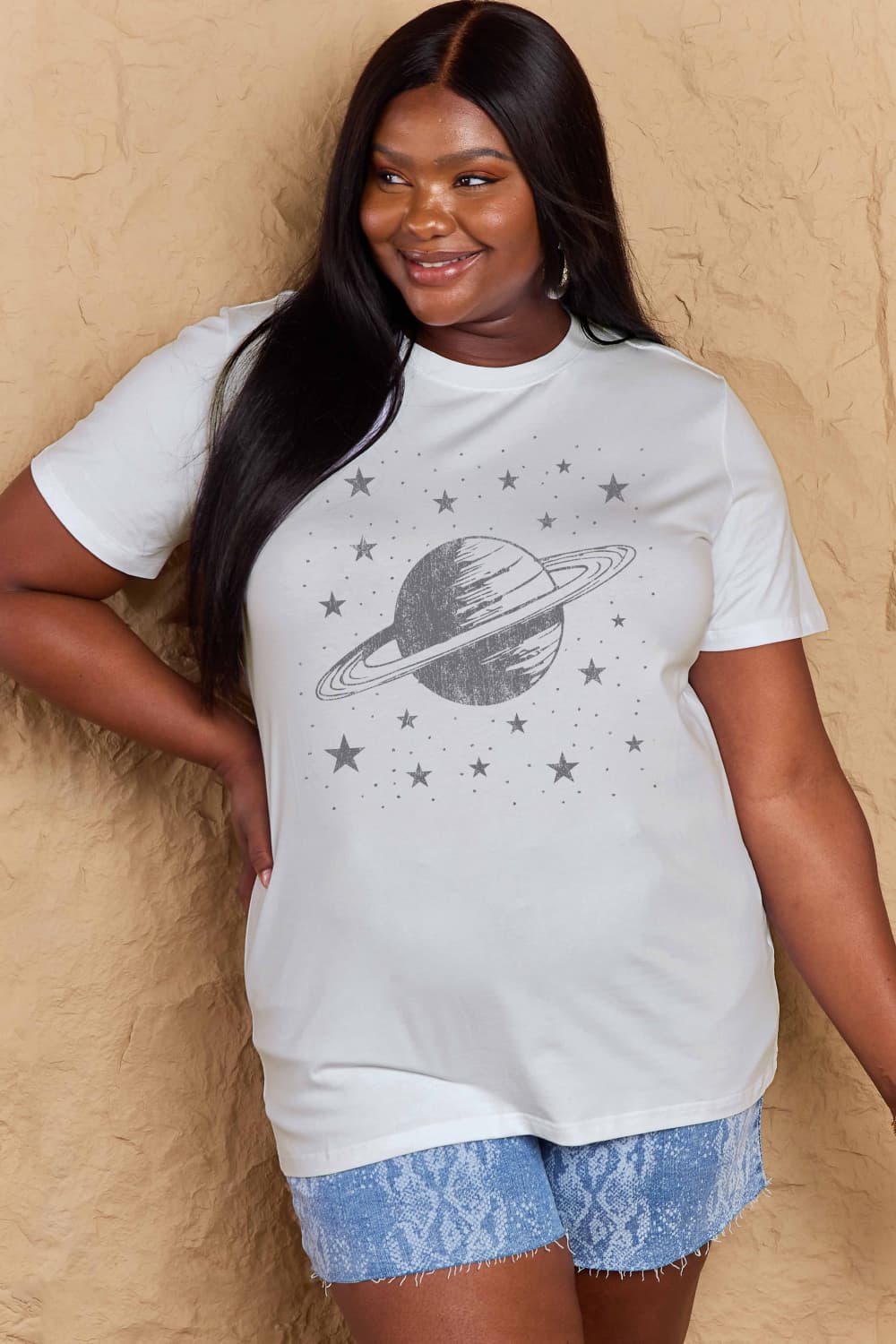 Full Size Planet Graphic Cotton T-Shirt - T-Shirts - Shirts & Tops - 14 - 2024