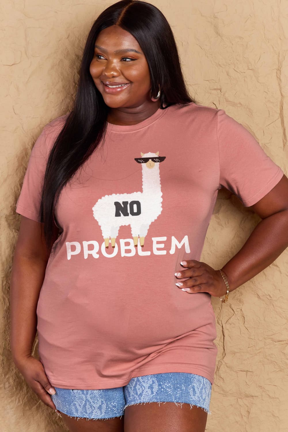 Full Size NO PROBLEM Graphic Cotton Tee - T-Shirts - Shirts & Tops - 17 - 2024