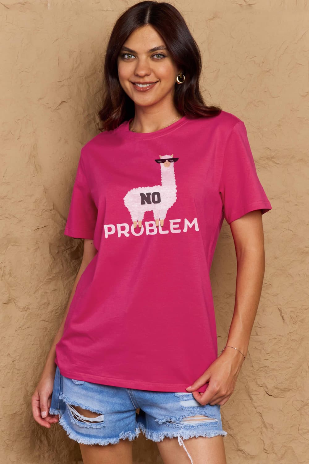 Full Size NO PROBLEM Graphic Cotton Tee - T-Shirts - Shirts & Tops - 26 - 2024