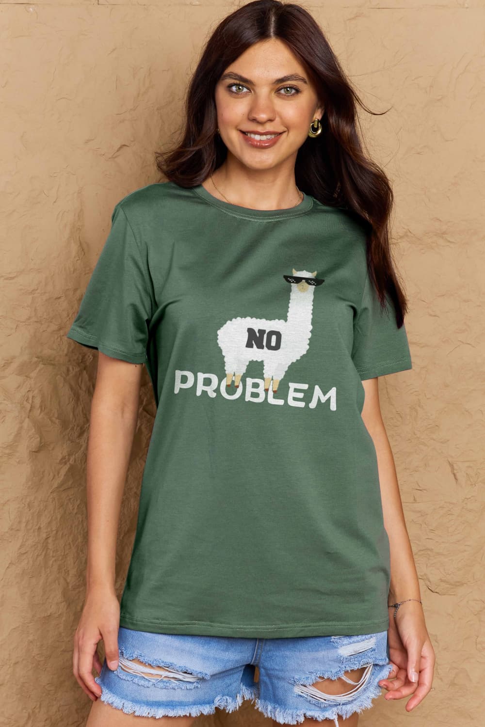 Full Size NO PROBLEM Graphic Cotton Tee - T-Shirts - Shirts & Tops - 8 - 2024