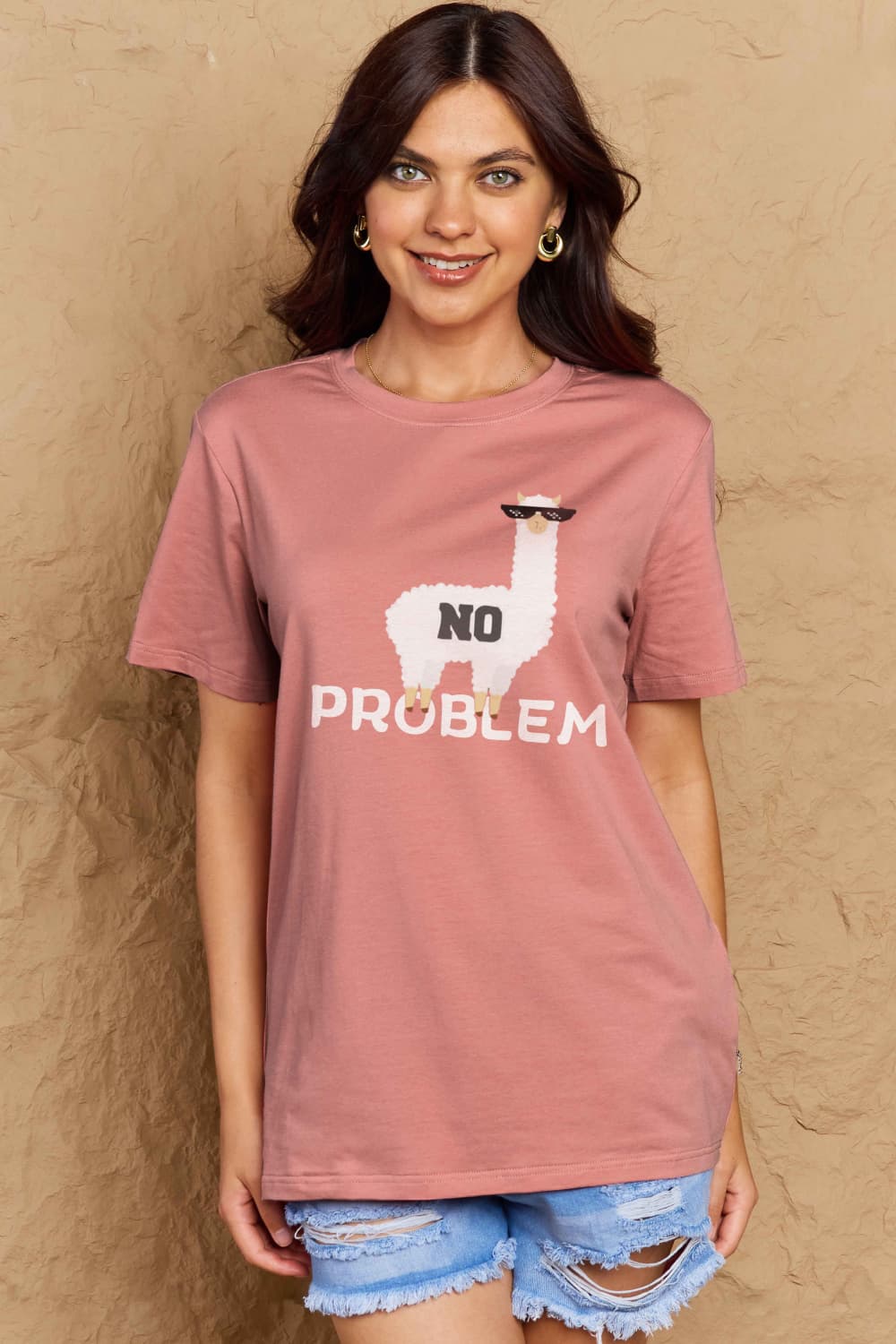 Full Size NO PROBLEM Graphic Cotton Tee - Pink / S - T-Shirts - Shirts & Tops - 13 - 2024