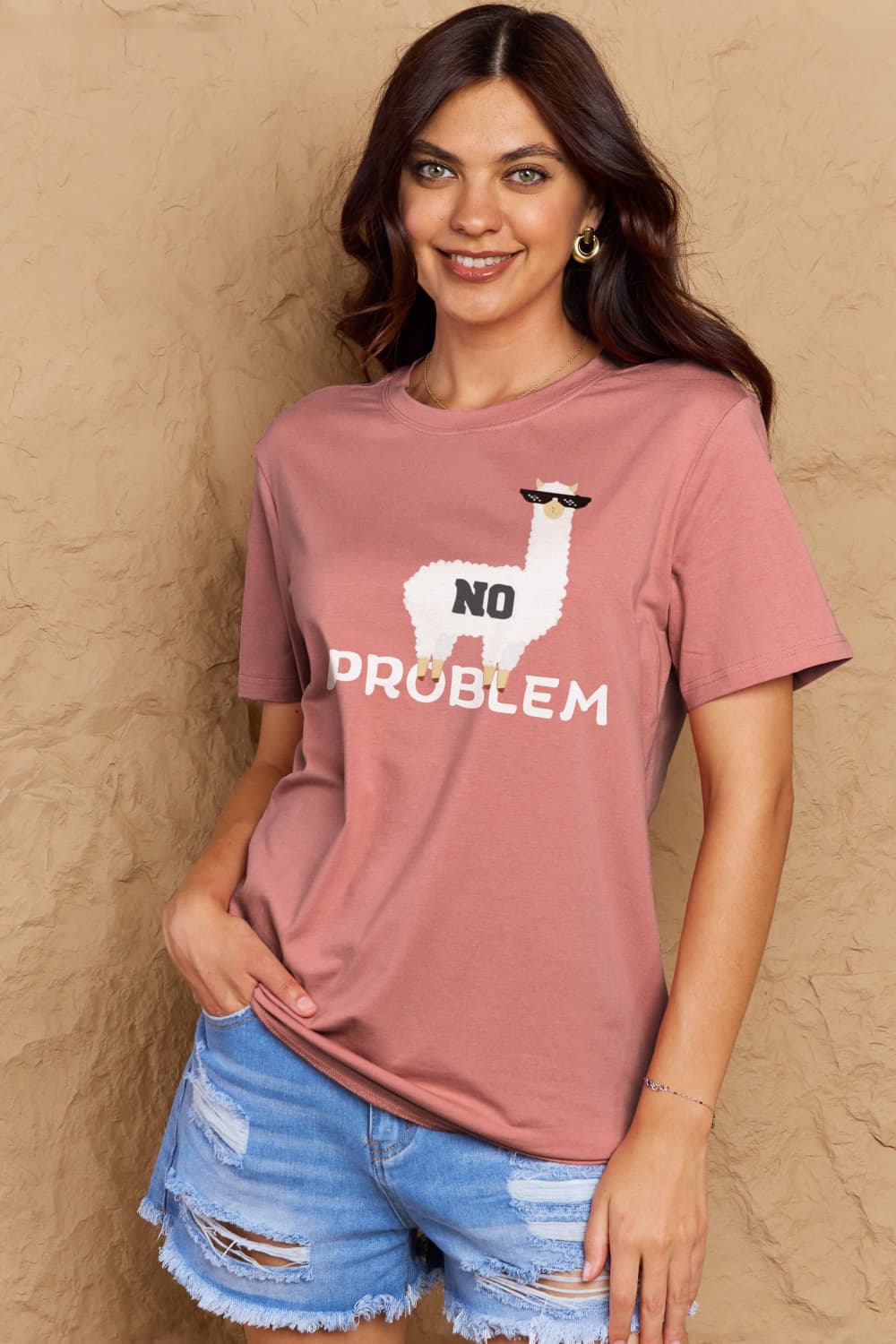 Full Size NO PROBLEM Graphic Cotton Tee - T-Shirts - Shirts & Tops - 14 - 2024