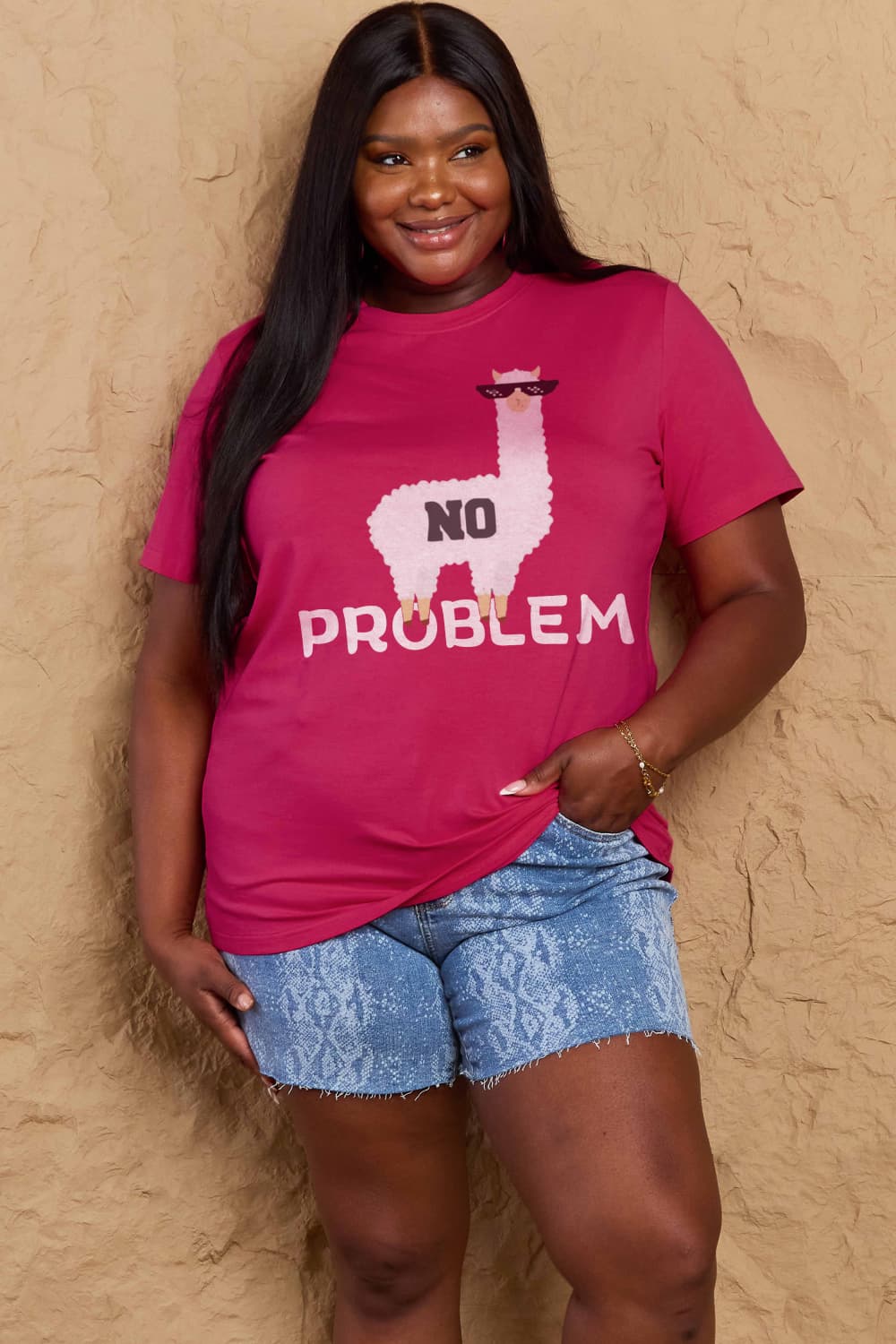 Full Size NO PROBLEM Graphic Cotton Tee - T-Shirts - Shirts & Tops - 29 - 2024