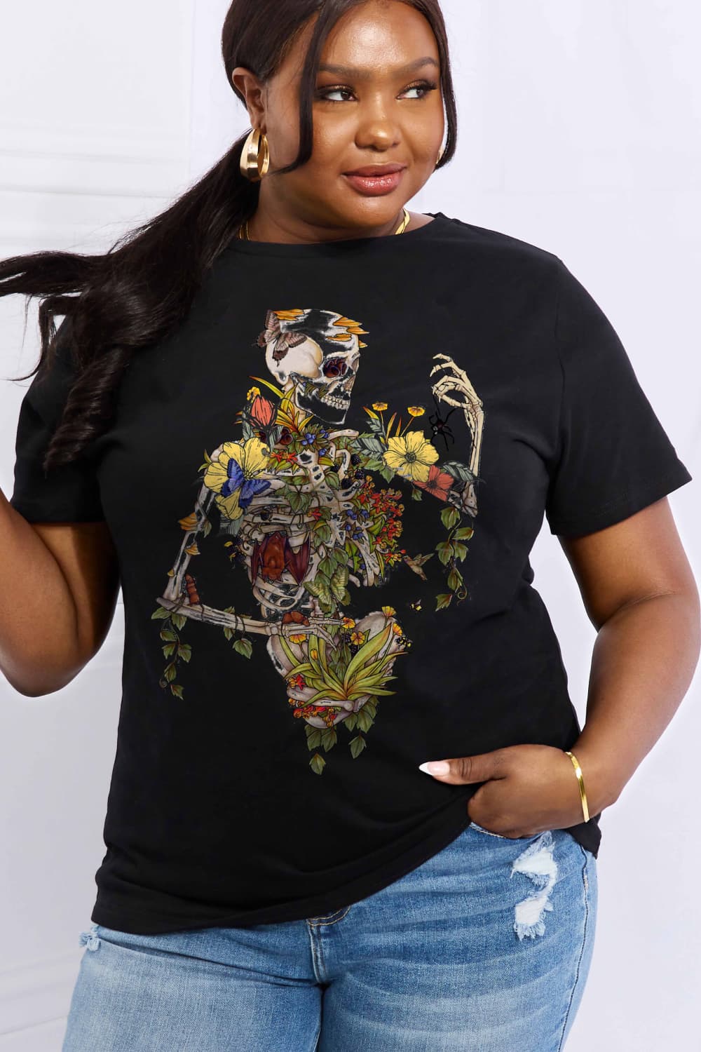 Full Size Skeleton Graphic Cotton Tee - T-Shirts - Shirts & Tops - 8 - 2024