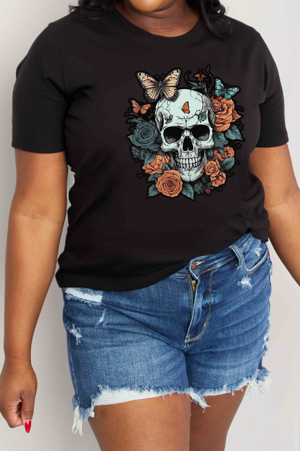 Full Size Skull Graphic Cotton T-Shirt - T-Shirts - Shirts & Tops - 1 - 2024