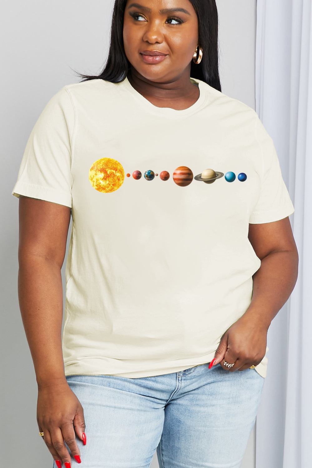 Full Size Solar System Graphic Cotton Tee - White / S - T-Shirts - Shirts & Tops - 8 - 2024