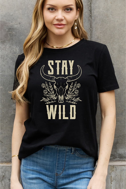 Full Size STAY WILD Graphic Cotton Tee - Black / S - T-Shirts - Shirts & Tops - 6 - 2024