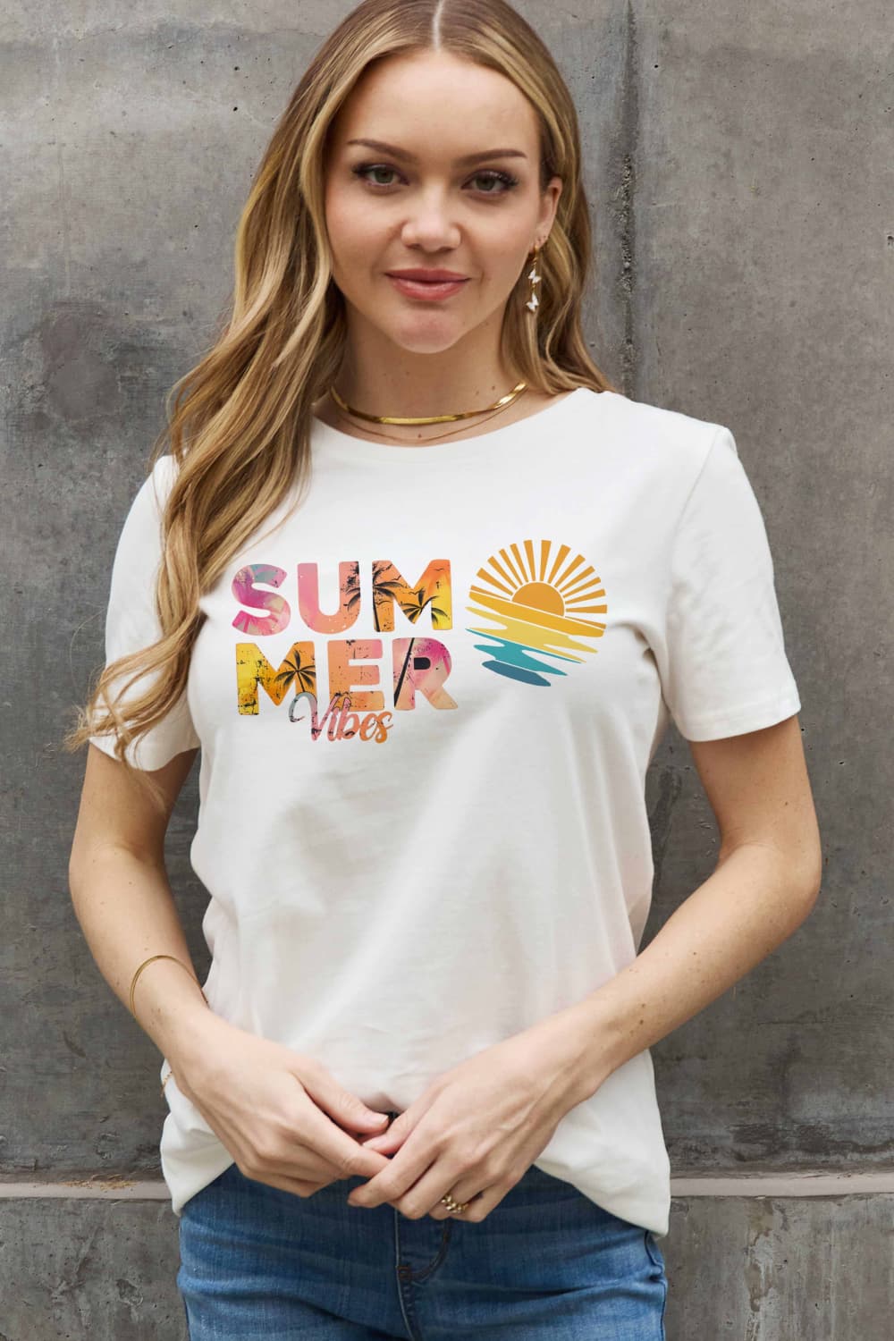 Full Size SUMMER VIBES Graphic Cotton Tee - T-Shirts - Shirts & Tops - 8 - 2024