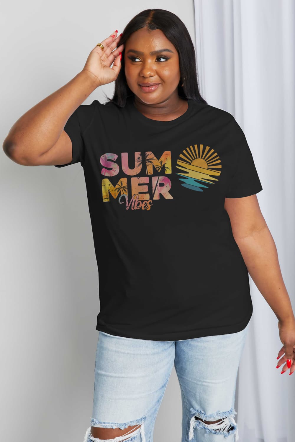 Full Size SUMMER VIBES Graphic Cotton Tee - T-Shirts - Shirts & Tops - 4 - 2024