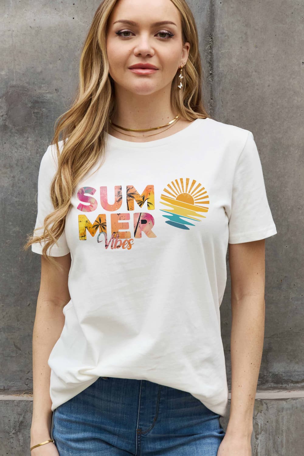 Full Size SUMMER VIBES Graphic Cotton Tee - White / S - T-Shirts - Shirts & Tops - 7 - 2024