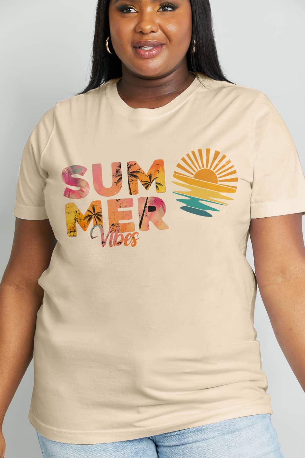 Full Size SUMMER VIBES Graphic Cotton Tee - T-Shirts - Shirts & Tops - 16 - 2024