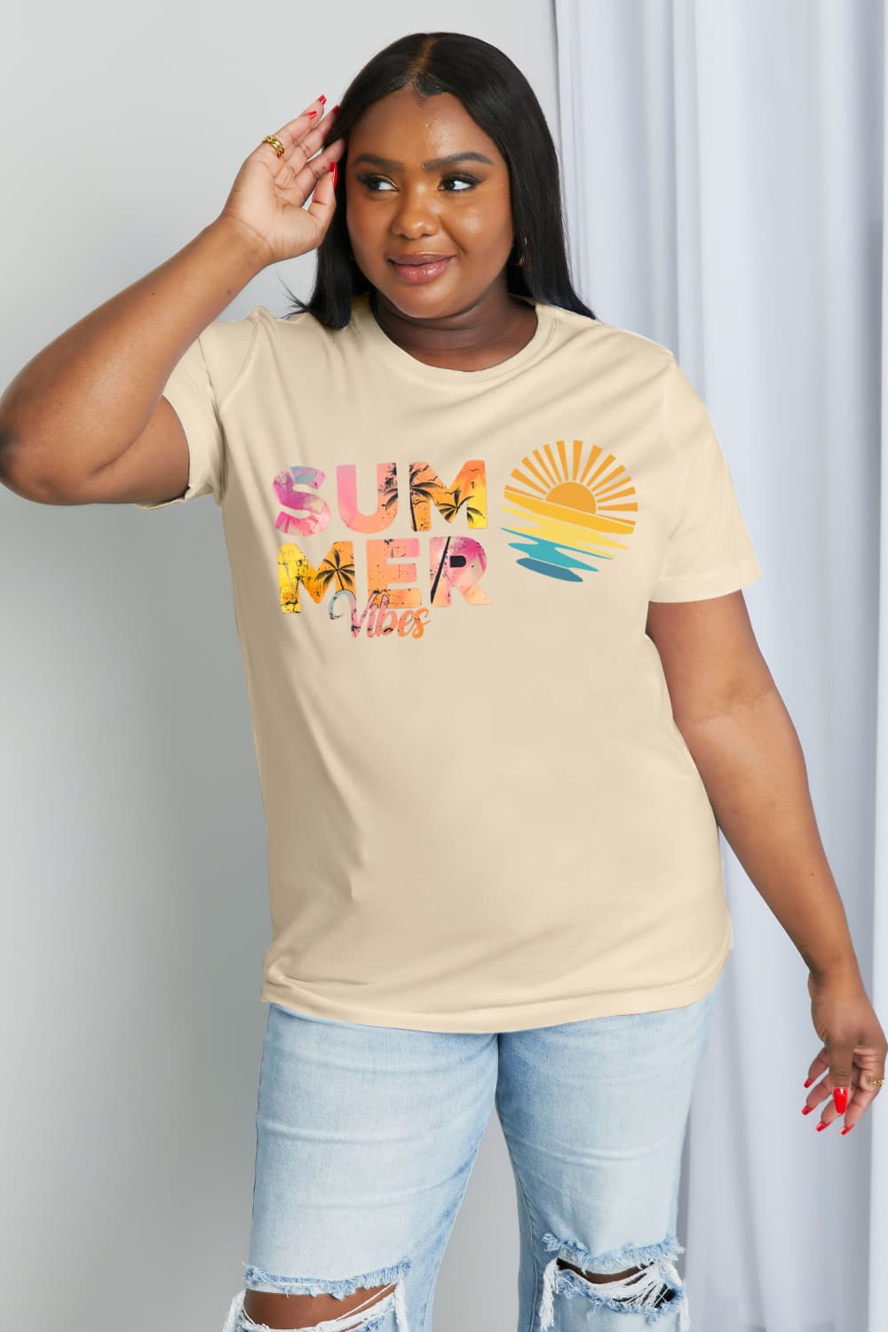 Full Size SUMMER VIBES Graphic Cotton Tee - T-Shirts - Shirts & Tops - 15 - 2024