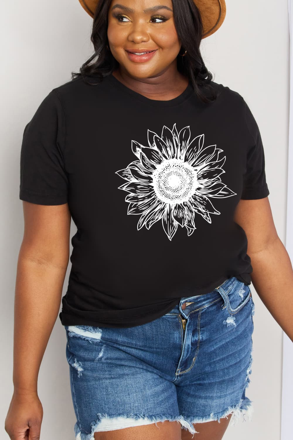 Full Size Sunflower Graphic Cotton Tee - T-Shirts - Shirts & Tops - 8 - 2024
