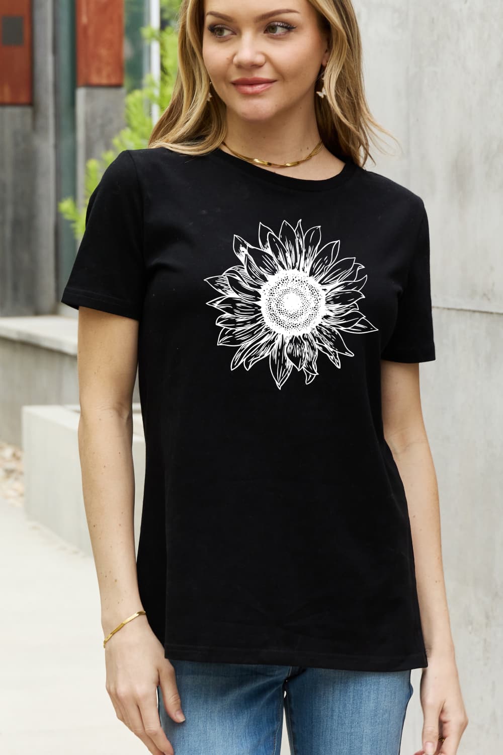 Full Size Sunflower Graphic Cotton Tee - T-Shirts - Shirts & Tops - 5 - 2024