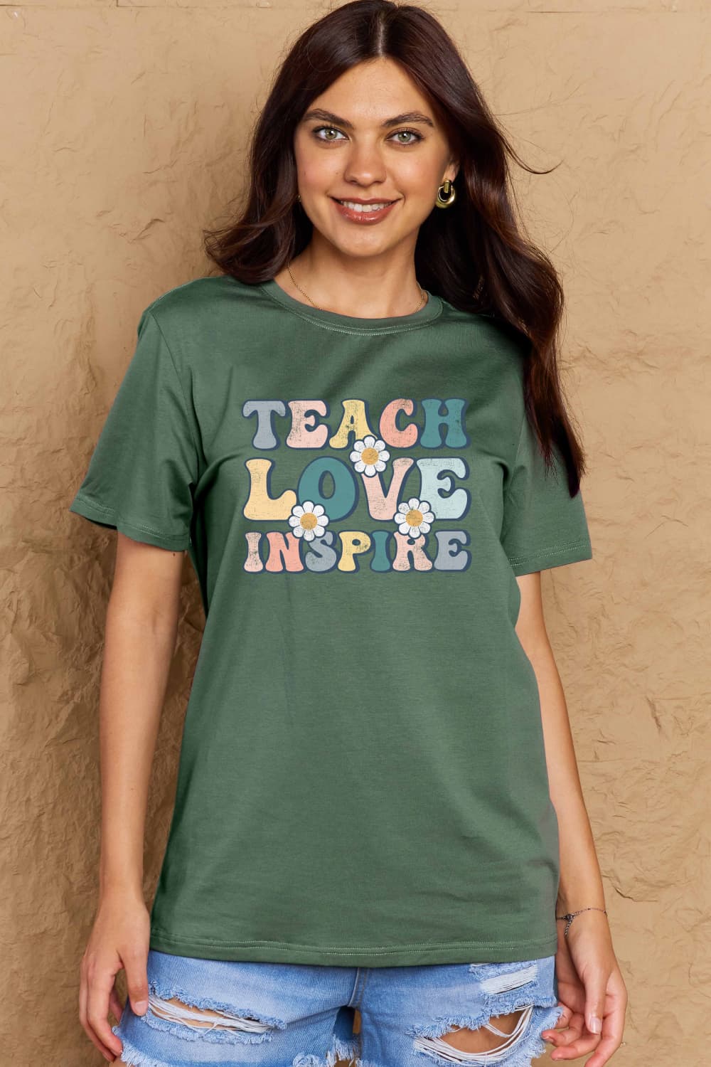 Full Size TEACH LOVE INSPIRE Graphic Cotton T-Shirt - T-Shirts - Shirts & Tops - 20 - 2024