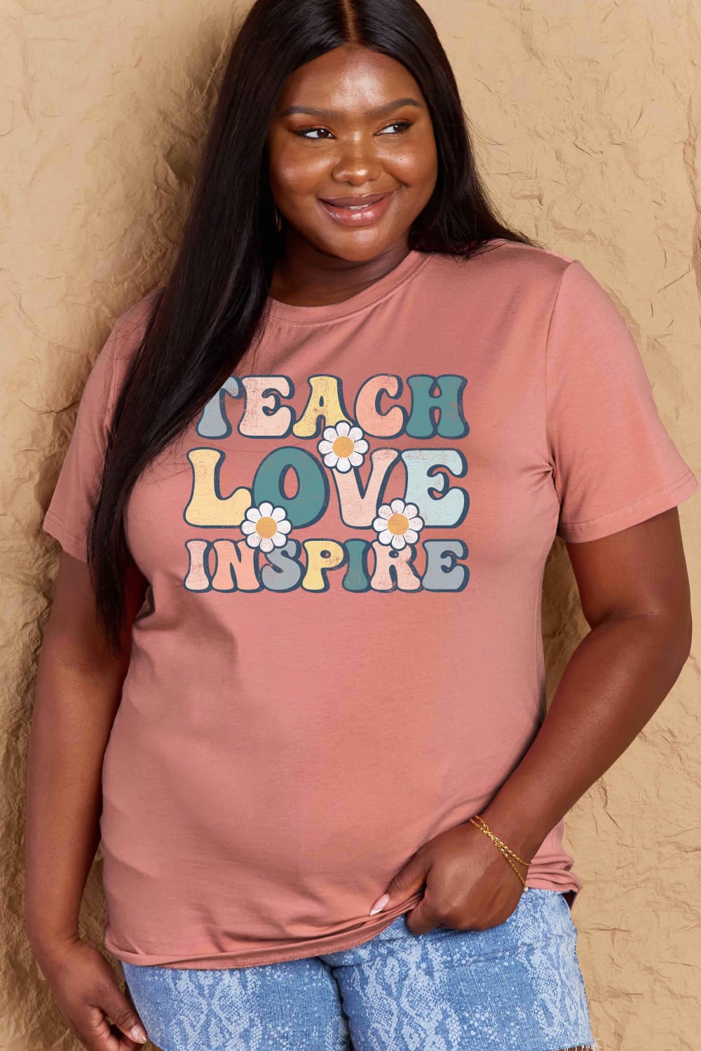 Full Size TEACH LOVE INSPIRE Graphic Cotton T-Shirt - T-Shirts - Shirts & Tops - 5 - 2024