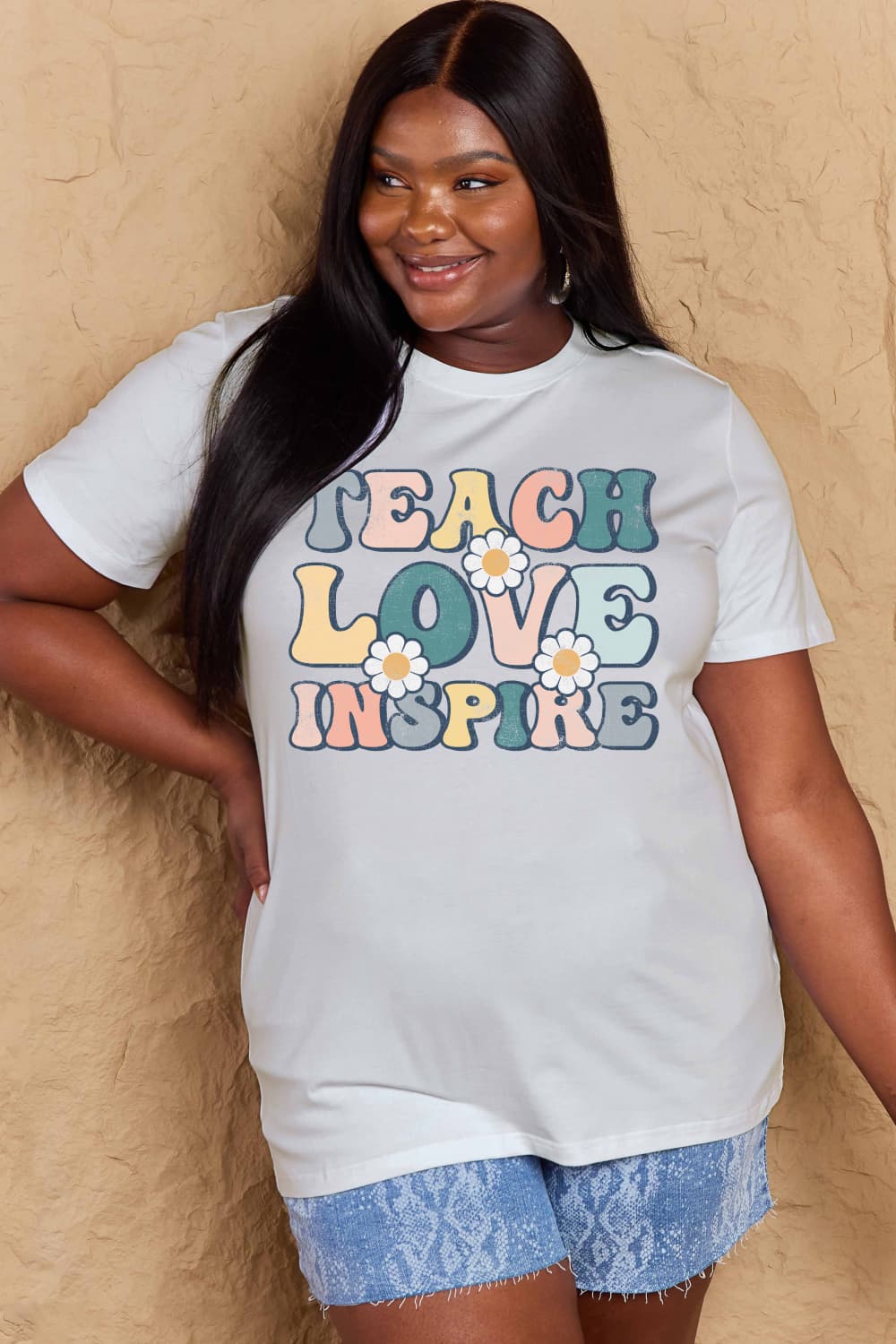 Full Size TEACH LOVE INSPIRE Graphic Cotton T-Shirt - T-Shirts - Shirts & Tops - 11 - 2024