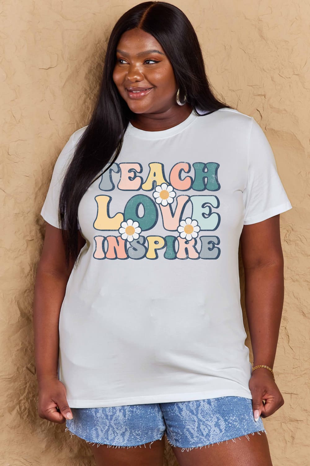 Full Size TEACH LOVE INSPIRE Graphic Cotton T-Shirt - T-Shirts - Shirts & Tops - 10 - 2024