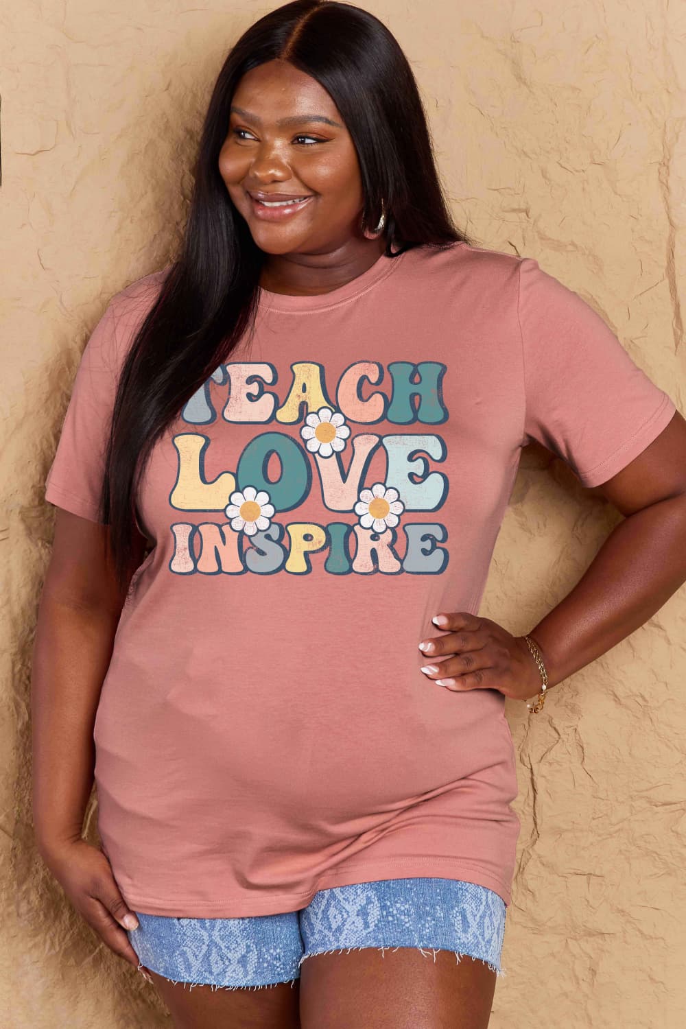 Full Size TEACH LOVE INSPIRE Graphic Cotton T-Shirt - T-Shirts - Shirts & Tops - 4 - 2024