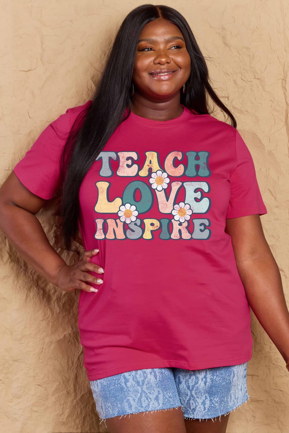 Full Size TEACH LOVE INSPIRE Graphic Cotton T-Shirt - T-Shirts - Shirts & Tops - 16 - 2024