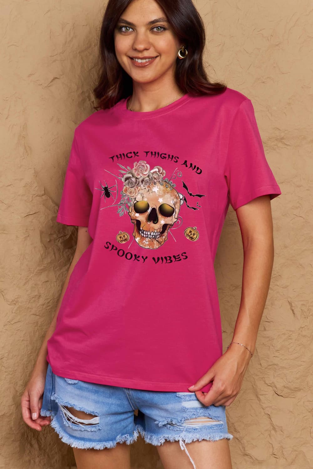 Full Size THICK THIGHS AND SPOOKY VIBES Graphic Cotton T-Shirt - T-Shirts - Shirts & Tops - 4 - 2024