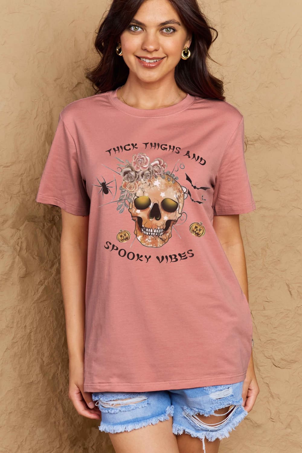 Full Size THICK THIGHS AND SPOOKY VIBES Graphic Cotton T-Shirt - T-Shirts - Shirts & Tops - 10 - 2024