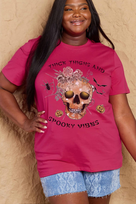 Full Size THICK THIGHS AND SPOOKY VIBES Graphic Cotton T-Shirt - Red / S - T-Shirts - Shirts & Tops - 1 - 2024