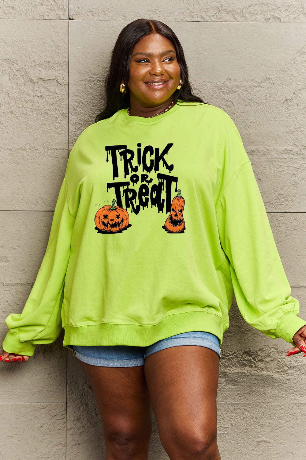 Full Size TRICK OR TREAT Graphic Sweatshirt - Green / S - T-Shirts - Shirts & Tops - 7 - 2024