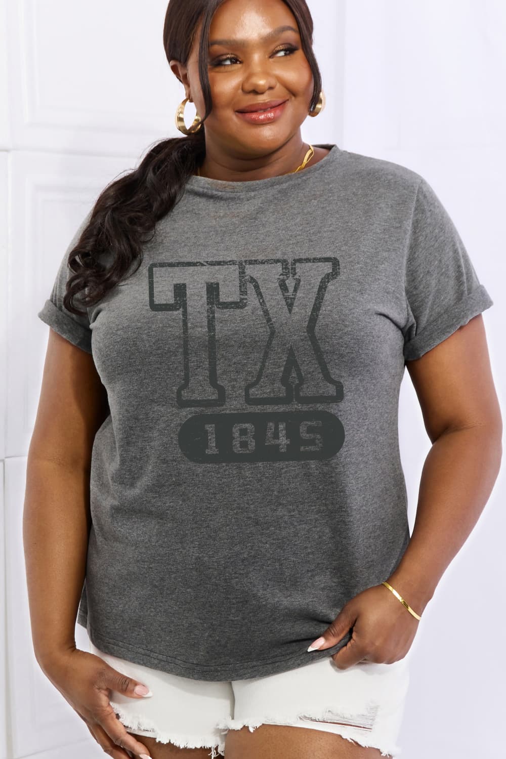 Full Size TX 1845 Graphic Cotton Tee - T-Shirts - Shirts & Tops - 11 - 2024