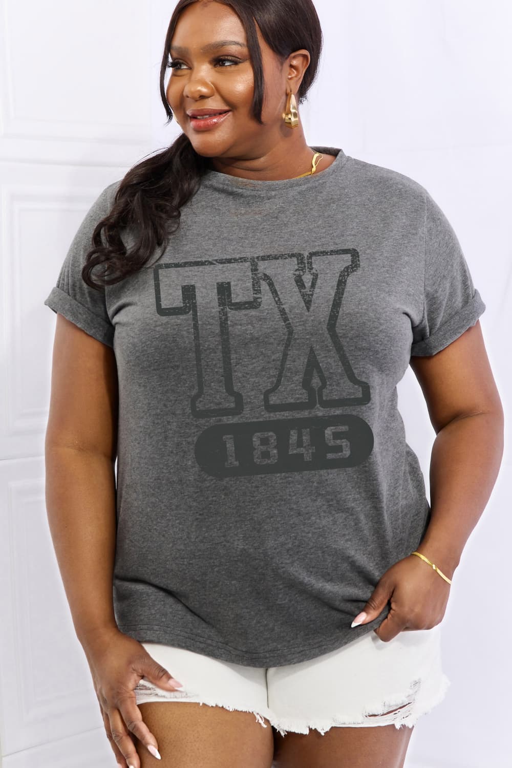 Full Size TX 1845 Graphic Cotton Tee - T-Shirts - Shirts & Tops - 10 - 2024