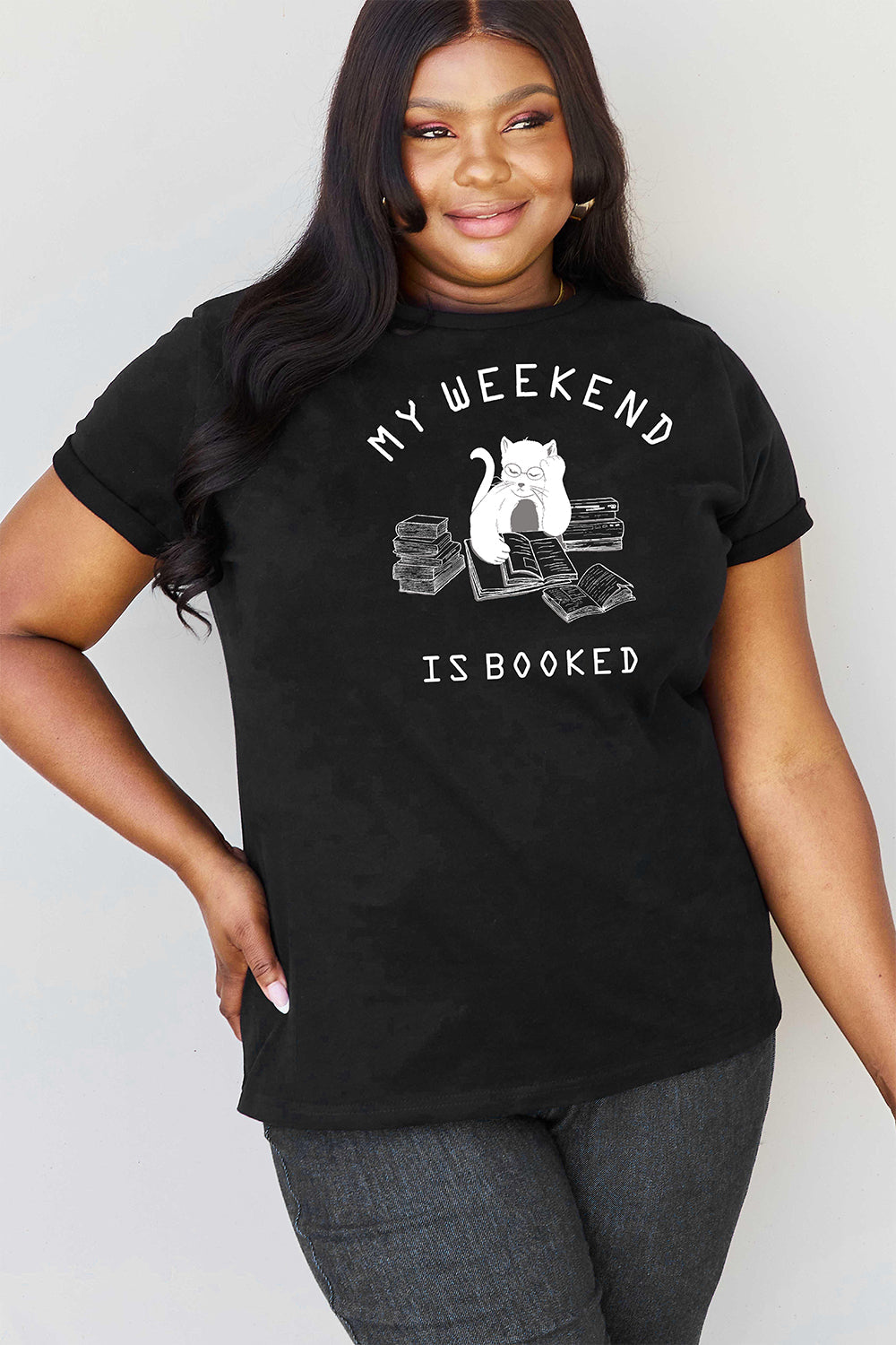 Full Size MY WEEKEND IS BOOKED Graphic T-Shirt - T-Shirts - Shirts & Tops - 4 - 2024