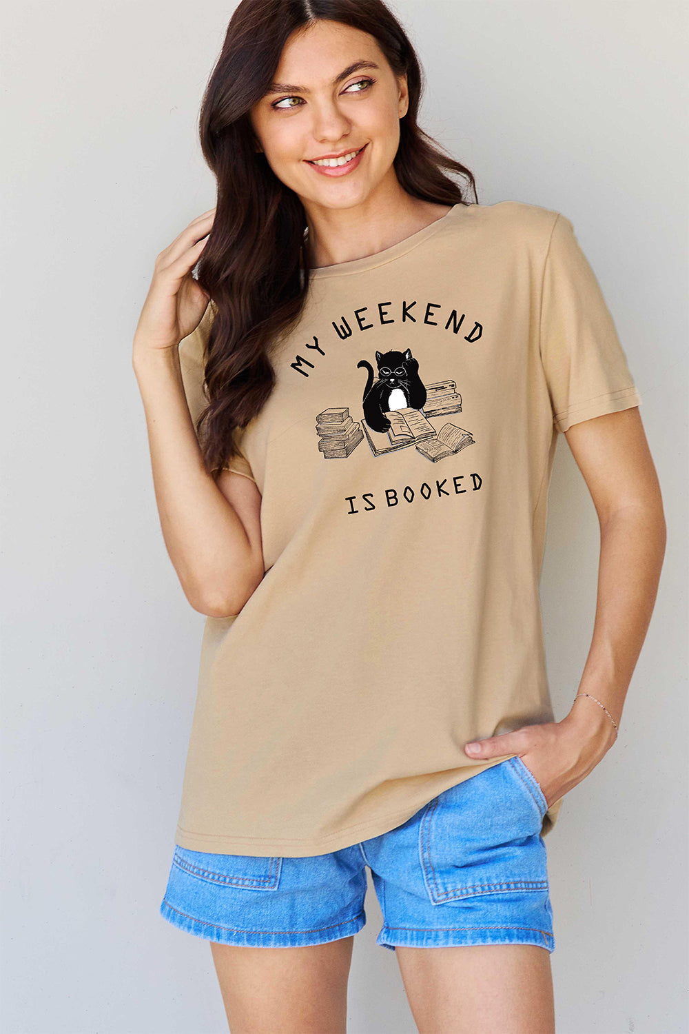 Full Size MY WEEKEND IS BOOKED Graphic T-Shirt - Khaki / S - T-Shirts - Shirts & Tops - 6 - 2024