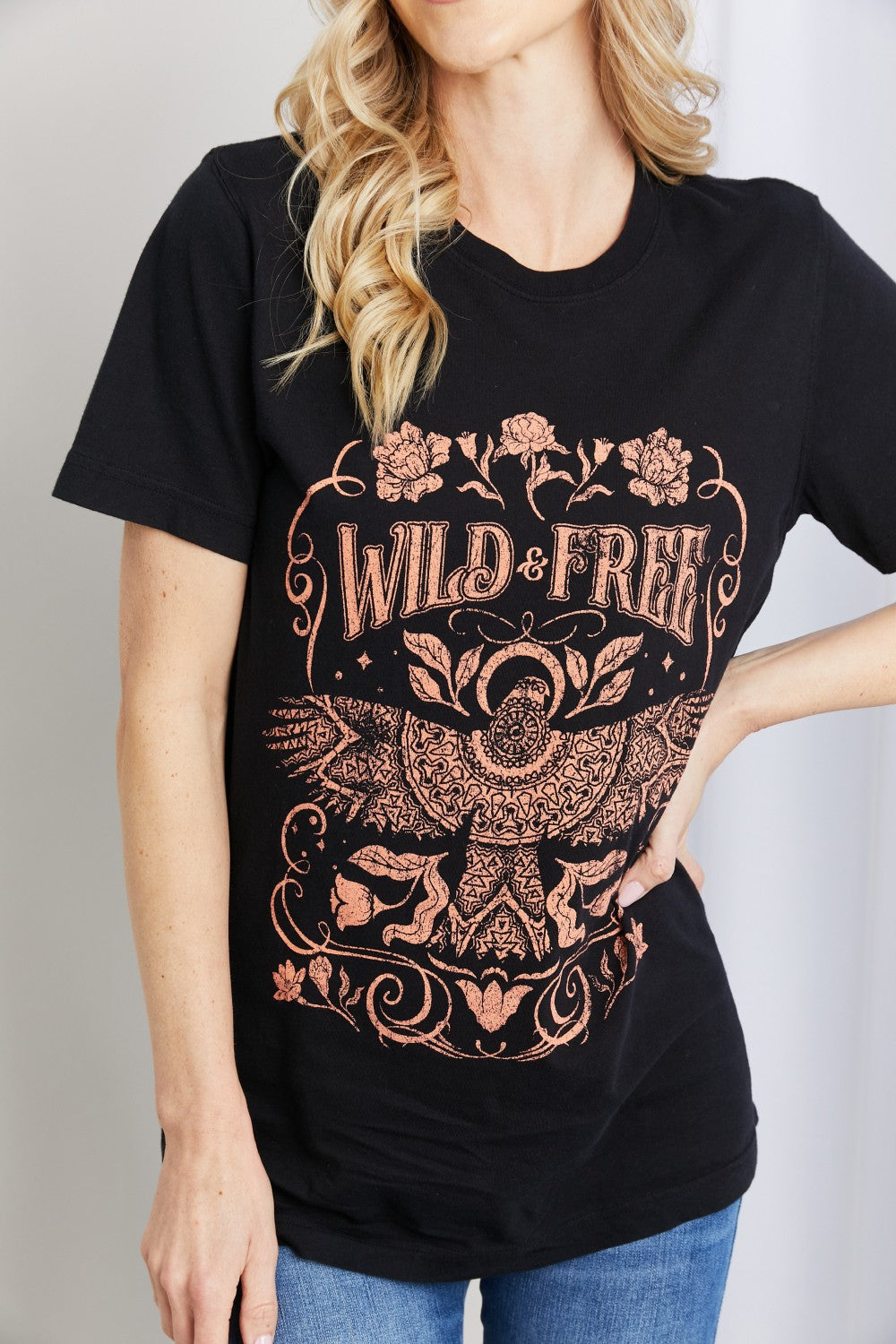 Full Size WILD FREE Graphic Round Neck Tee - T-Shirts - Shirts & Tops - 5 - 2024