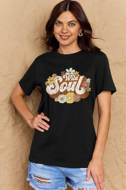 Full Size WILD SOUL Graphic Cotton T-Shirt - Black / S - T-Shirts - Shirts & Tops - 14 - 2024