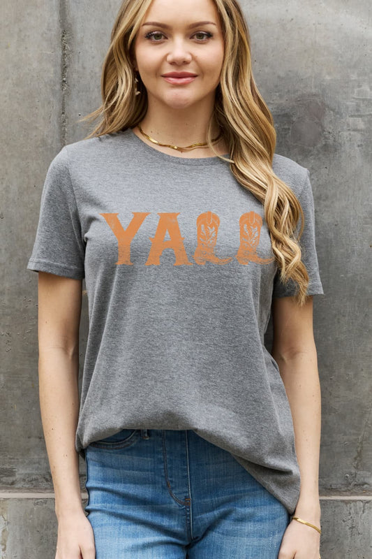 Full Size YALL Graphic Cotton Tee - Gray / S - T-Shirts - Shirts & Tops - 1 - 2024