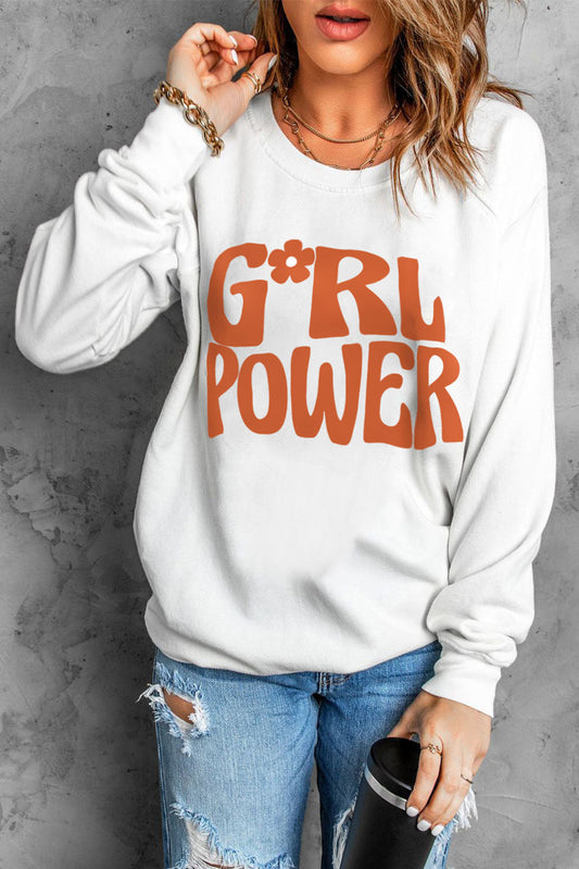 GIRL POWER Graphic Round Neck Sweatshirt - T-Shirts - Shirts & Tops - 1 - 2024