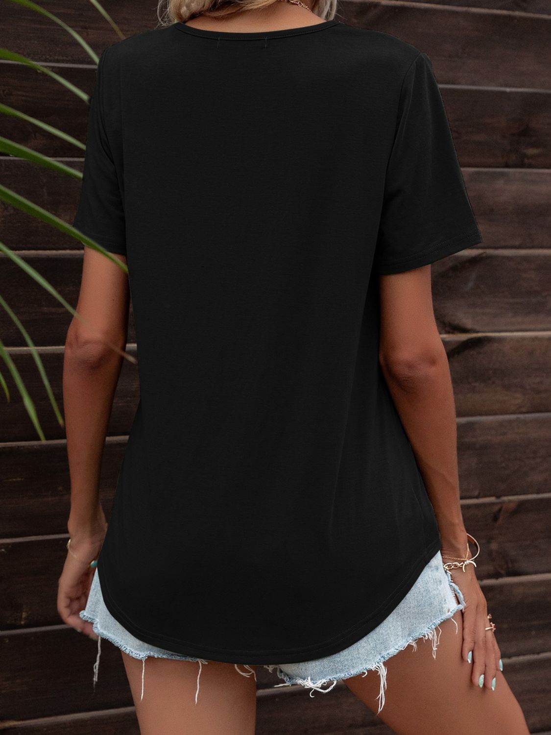 Glitter V-Neck Short Sleeve Tee Shirt - T-Shirts - Shirts & Tops - 3 - 2024