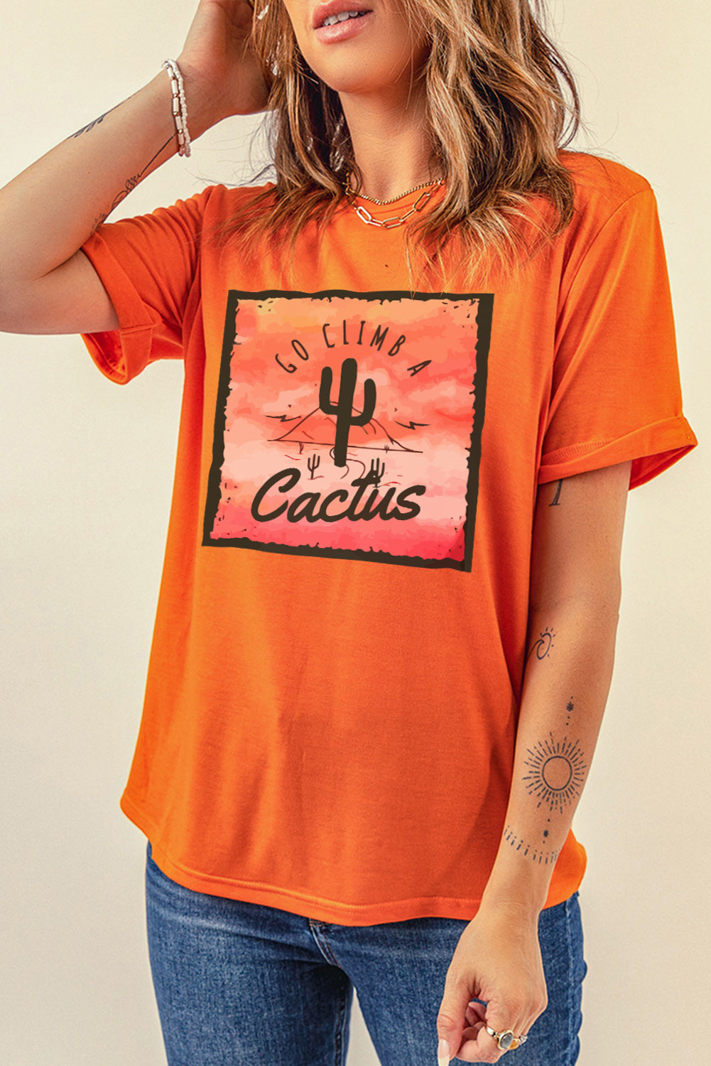 Go Climb A Cactus Slogan Graphic Tee Shirt - T-Shirts - Shirts & Tops - 4 - 2024