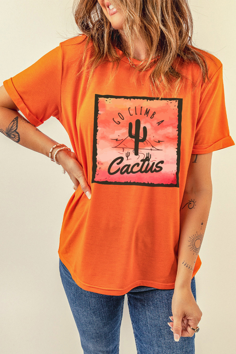 Go Climb A Cactus Slogan Graphic Tee Shirt - T-Shirts - Shirts & Tops - 3 - 2024