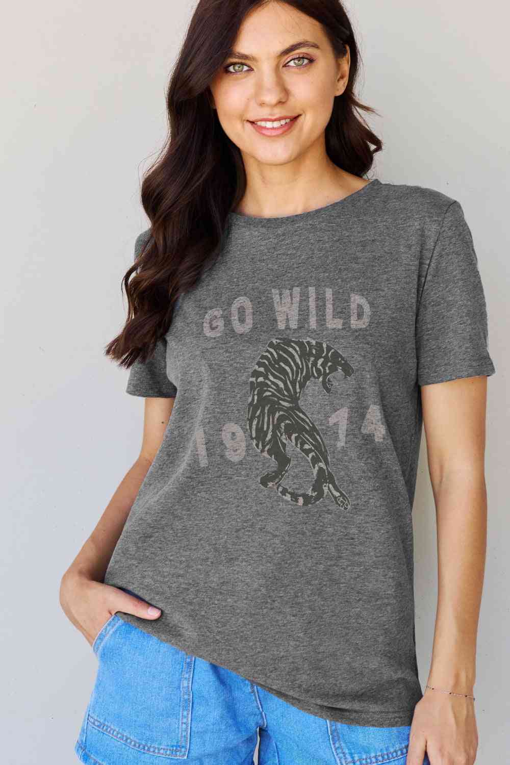 GO WILD 1974 Graphic Cotton Tee - Charcoal / S - T-Shirts - Shirts & Tops - 7 - 2024