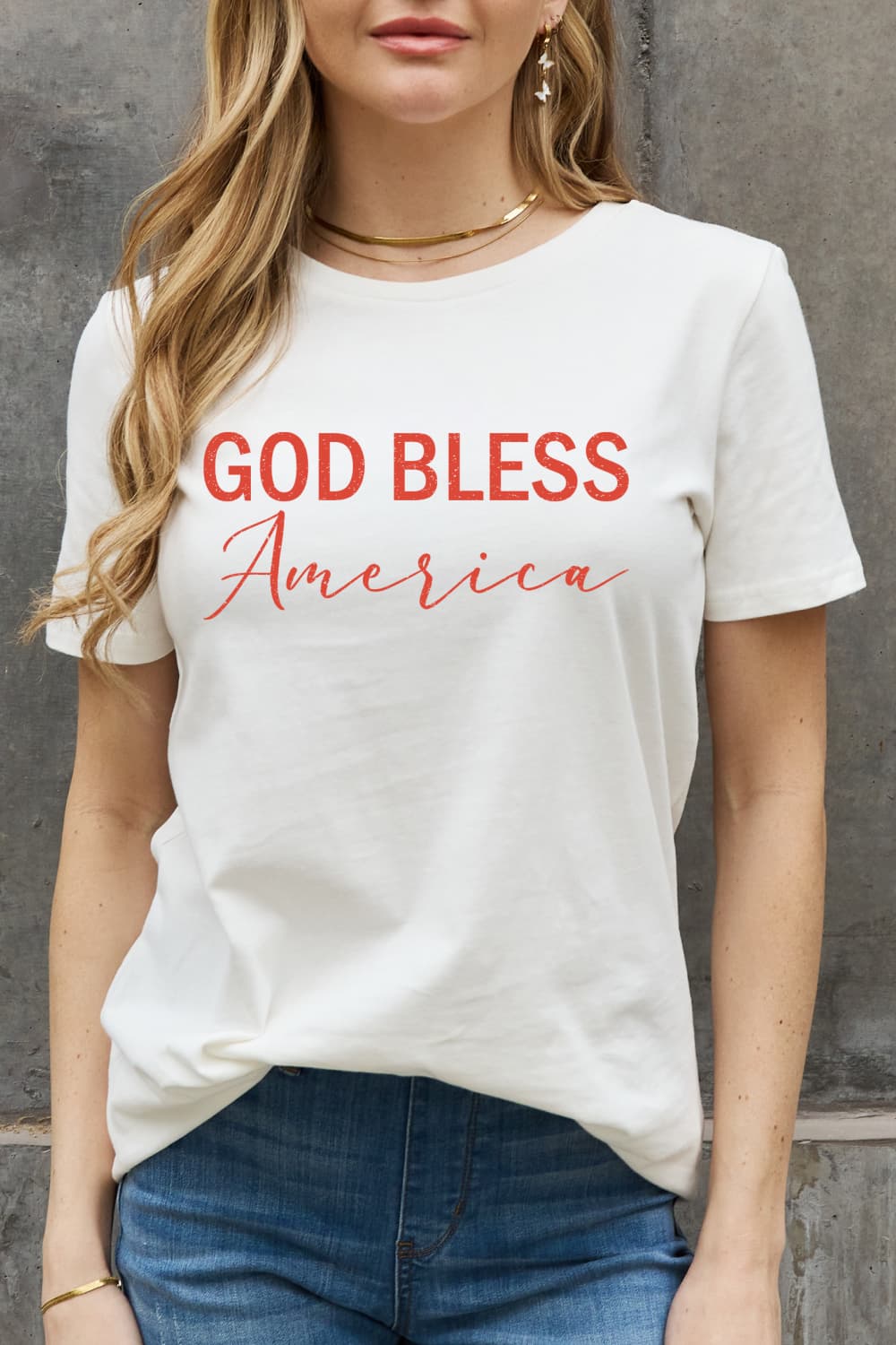 GOD BLESS AMERICA Graphic Cotton Tee - White / S - T-Shirts - Shirts & Tops - 1 - 2024