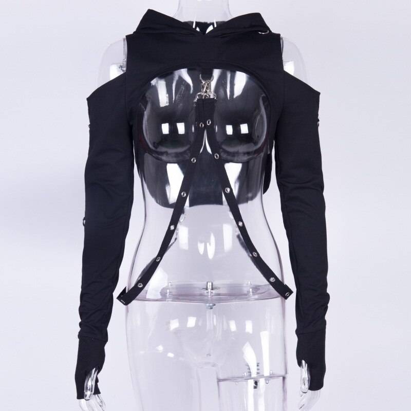 Goth Cropped Hoodie - T-Shirts - Shirts & Tops - 14 - 2024