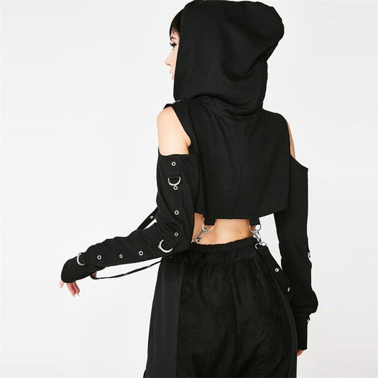 Goth Cropped Hoodie - T-Shirts - Shirts & Tops - 2 - 2024