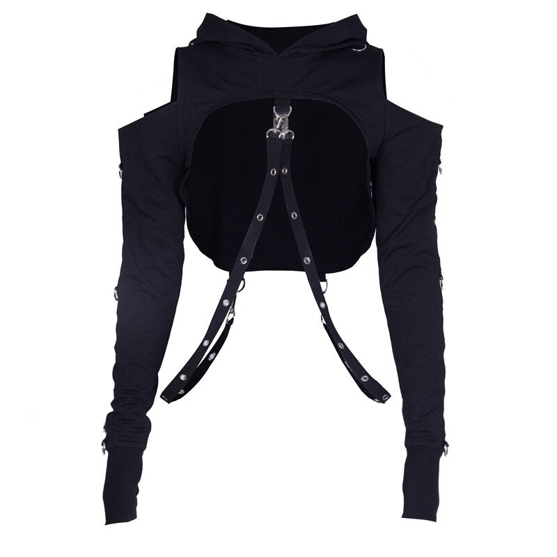 Goth Cropped Hoodie - Black / M / Nearest Warehouse - T-Shirts - Shirts & Tops - 27 - 2024