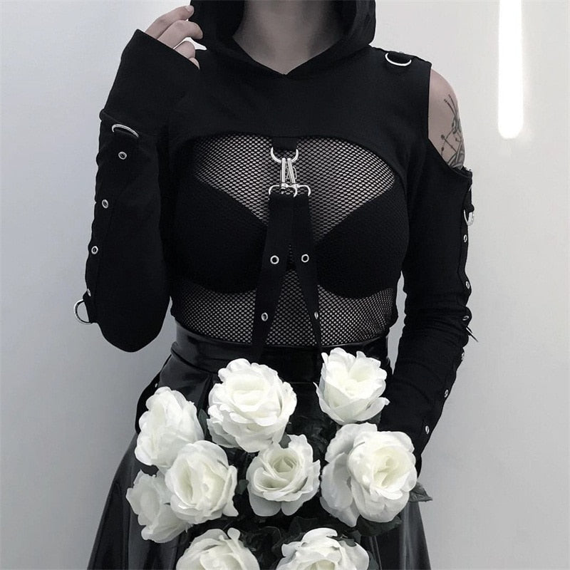 Goth Cropped Hoodie - T-Shirts - Shirts & Tops - 6 - 2024