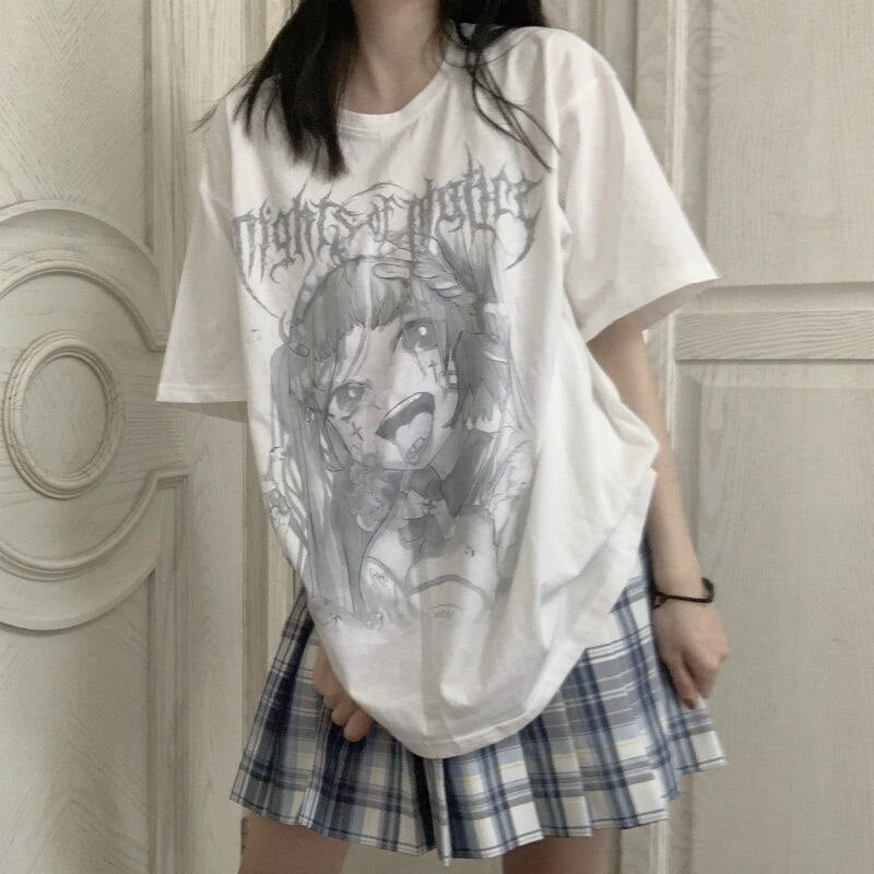 Gothic Anime Print T - White / XXL - T-Shirts - Shirts & Tops - 14 - 2024