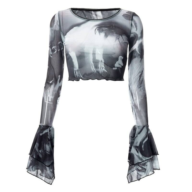 Gothic Flare Sleeve See Through T-shirts - T-Shirts - Shirts & Tops - 20 - 2024