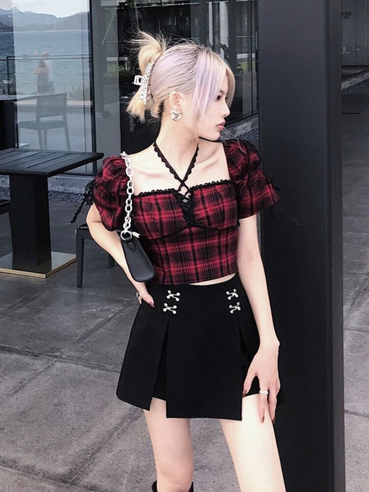 Gothic Harajuku Crop T-shirts - Red / XL - T-Shirts - Shirts & Tops - 7 - 2024