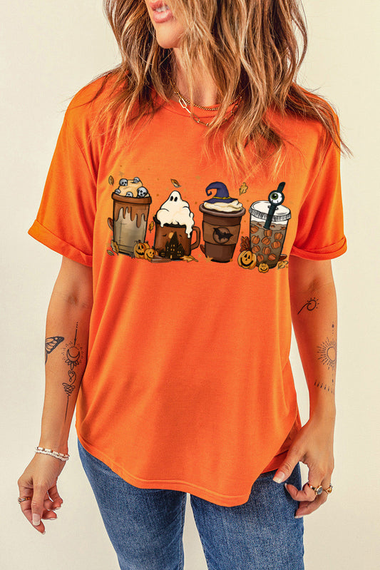 Graphic Round Neck T-Shirt - Orange / S - T-Shirts - Shirts & Tops - 1 - 2024